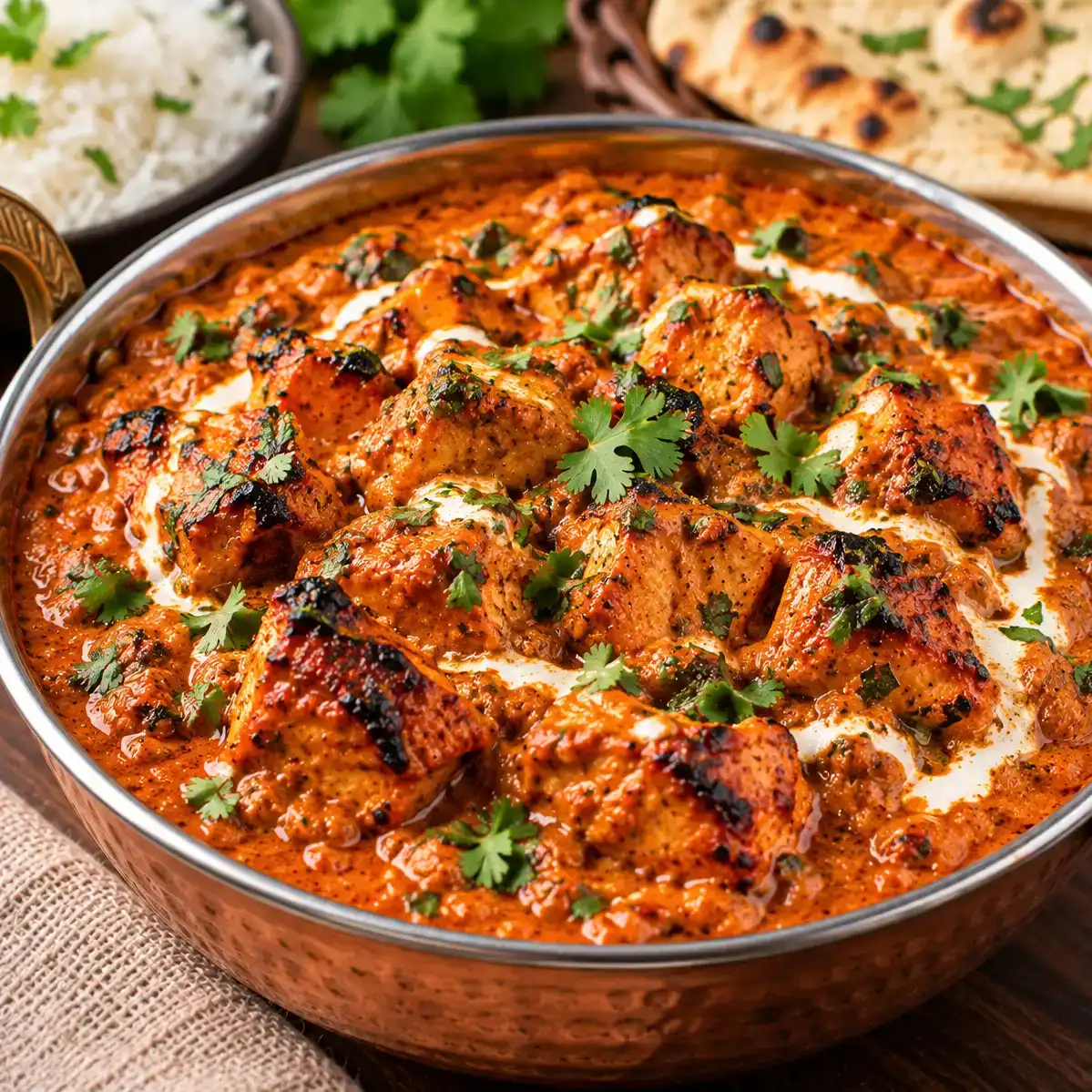 Chicken Tikka Masala — Succulent chicken pieces are enveloped in a velvety, spiced tomato and at Apna Bazar Kitchen